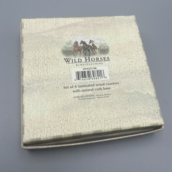 Wild Horses Coasters by Revelations‎ 4 Laminated Wood Natural Cork Base - Picture 5 of 6